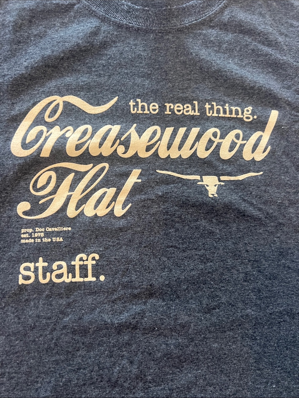 Port and Company gray Creasewood Flat country bar Staff Graphic Tee